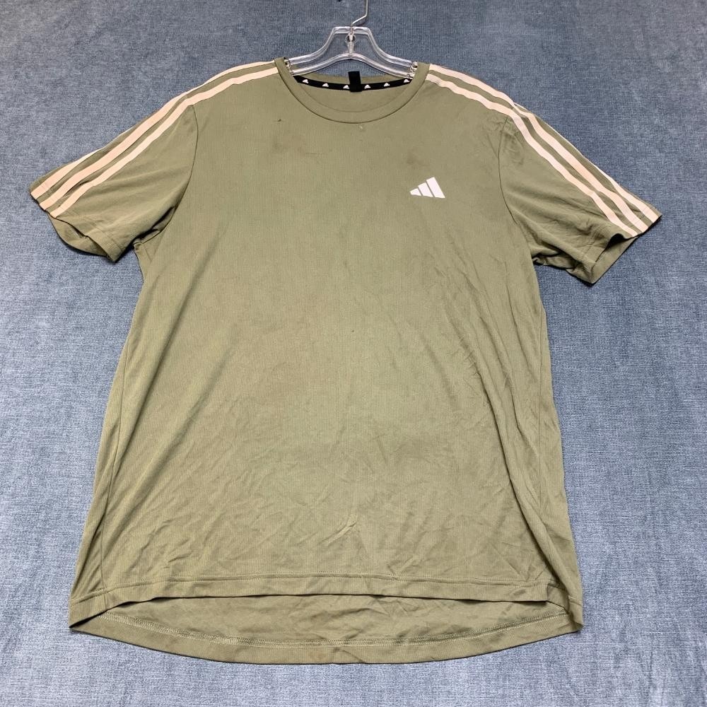 Adidas Acronym T-Shirt Mens Large Olive Green 3 Stripes Logo Casual Outdoor Tee